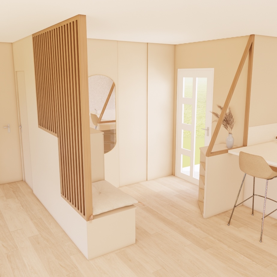 Casa Mariposa intérieur de maison et entrée délimité avec des meubles sur mesure